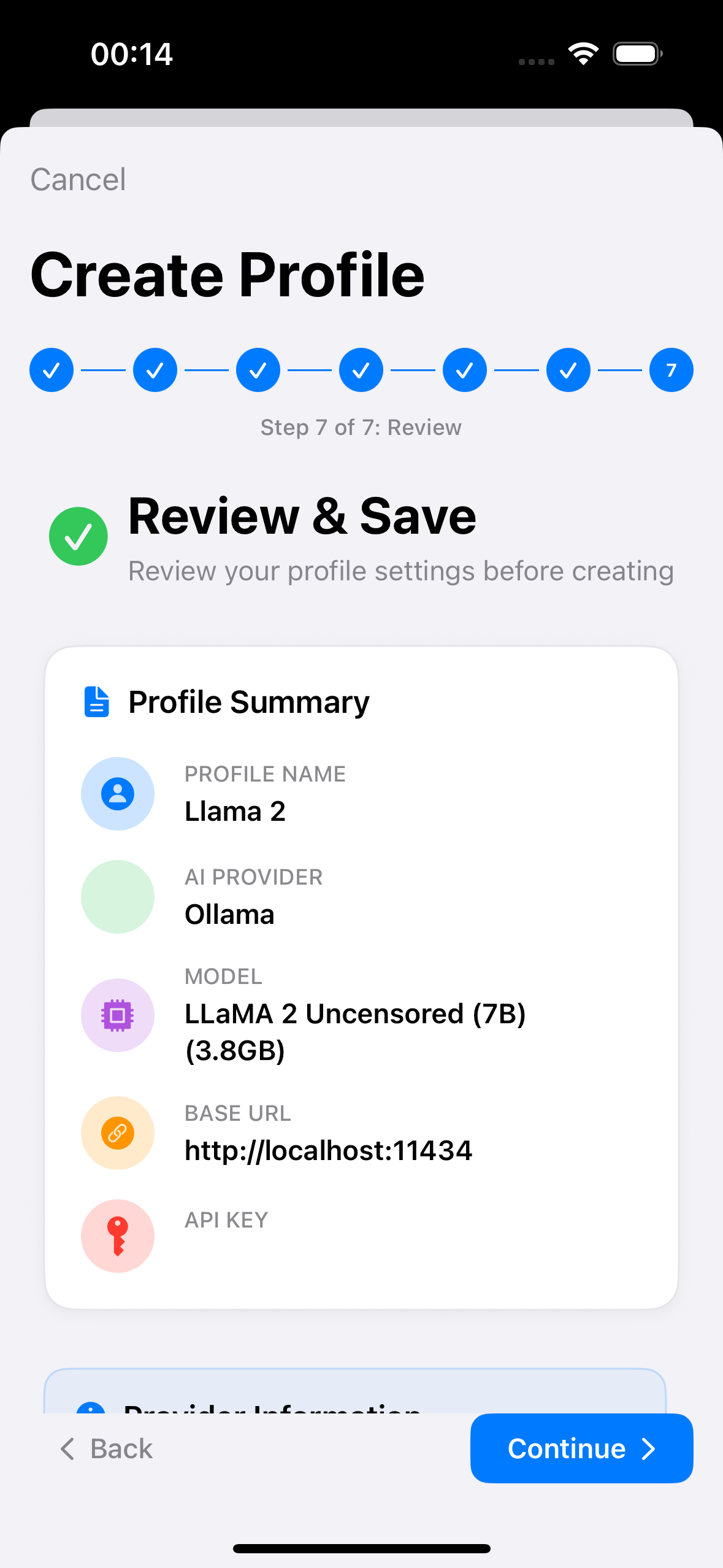 Chat review screen